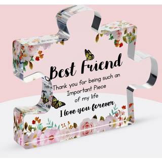 Velenti Graveret Akrylpuslespilsbrik - Gave til Bedste Veninde - Sød Citat - Venindegave til Kvinder | Venskabsgaver til Fødselsdag