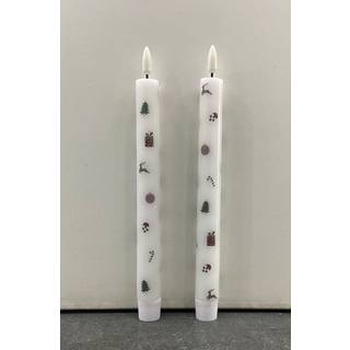 DACORE Stagelys m/3D flamme julemotiv 22 cm - 2 stk