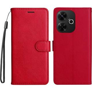 EIDERWOOD Xiaomi Redmi 13 Kunstlæder Flip Cover m. Pung og Strop - Rød