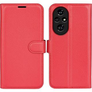 Honor 200 Pro (5G) - EIDERWOOD Kunstlæder Flip Cover m. Kortholder & Ståfunktion - Rød
