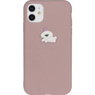 EIDERWOOD iPhone 11 Silikone Cover - Dekorativ Figur - Lyserød / Hund