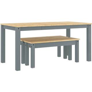 Spisebordssæt 3 Dele Panama Massivt Fyrretræ Grå - 160 cm / 2x bænk