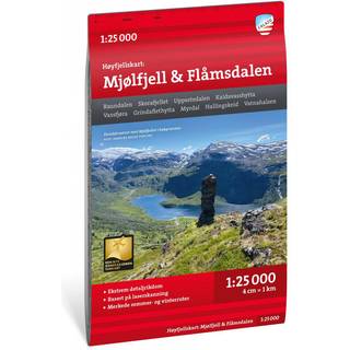 Calazo förlag Høyfjellskart Mjølfjell & Flåmsdalen 1:25 000 NoColour, OneSize