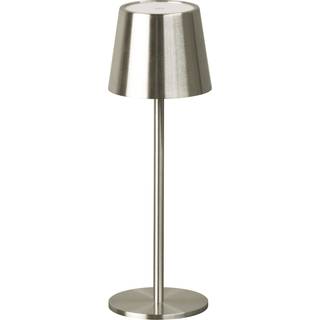 LED-bordlampe med batteri Roxi, nikkelfarvet, metal, IP54, dæmper