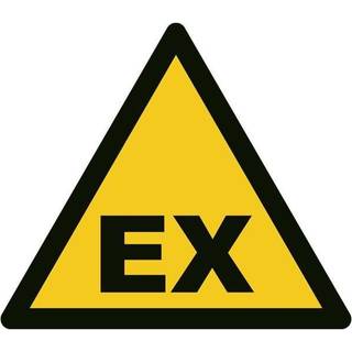 Advarselsskilt - ATEX Eksplosionsfare - Lamineret vinyl klistermærke - 25 mm - Ark á 10 stk.