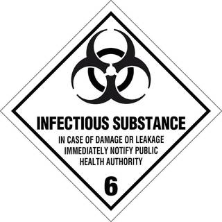 Infectious substance kl. 6 fareseddel - 250 stk rulle - 100 x 100 mm