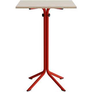 Bord Atlas 1133 700x700x1080mm, Hvidpigmenteret eg med rødt understel