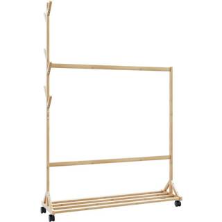 tøjstativ med kroge og hjul 100x35x157 cm bambus