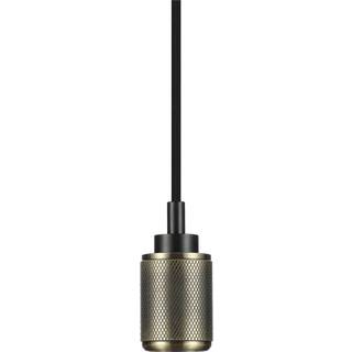 Bronze aluminium lampefatning - stofkabel 1m med vertikale striber