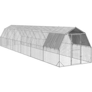 hønsegård med tag 2,5x12x2,25 m galvaniseret stål