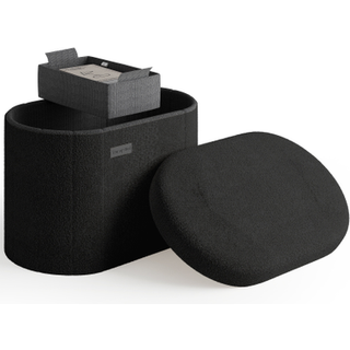 Storagebud Round Ottoman med opbevaring til stue 18 tommer opbevaring Ottomansk lille osmannisk fodst?tte Boucle Foot Affool Ottoman Max 330lbs B