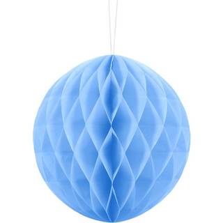 1 stk. Lyseblå honeycomb kugle, diameter ca. 20 cm, genanvendelig, montering med klips