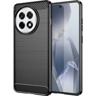 EIDERWOOD OnePlus 13R Brushed Carbon Fiber Fleksibelt Plastik Bagside Cover - Sort