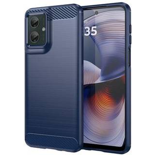 Motorola Moto G55 Børstet TPU Cover - Karbonfiber - Blå