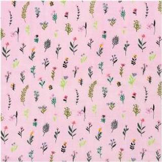 Musselin-Druckstoff Bunny Hop Streublumen pink-neon 140cm - Rosa