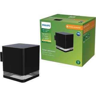 Philips LED-udendørs væglampe Virona, sort, IP44 Virona, Sort, Plast, Moderne, Solcellelampe