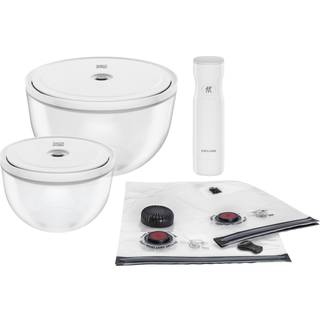 ZWILLING Fresh & Save BOWLS Vakuum startpakke, Glas / M/L, 9-dele, gennemsigtig-hvid