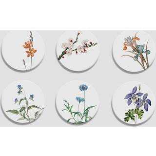 Coasters Dækkeserviet varmebestandige vandabsorberende puder med Coaster Holder 6-pakke elegant blomst