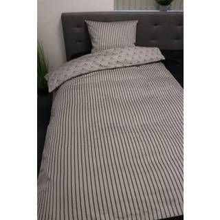 Sengetøj 150x210 cm - Vendbart design i 100% Bomuldssatin - Fan grey - Sengesæt fra By Night