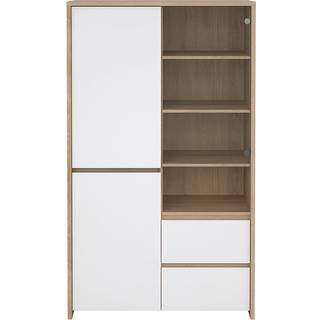 Next Vitrine 2 låger + 1 glaslåge + 2 skuffer - Jackson Hickory Hvid højglans