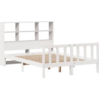 seng med reol uden madras 140x200 cm massivt fyrretræ hvid