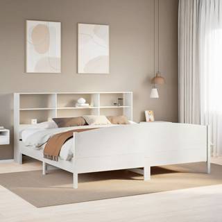 seng med reol uden madras 180x200 cm massivt fyrretræ hvid