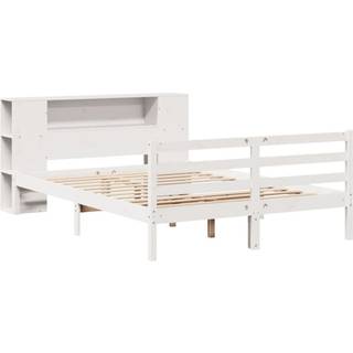 Seng Med Reol Uden Madras Massivt Fyrretræ - Hvid / 150 x 200 cm