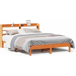 Sengeramme Uden Madras Massivt Fyrretræ - Gyldenbrun / 160 x 200 cm