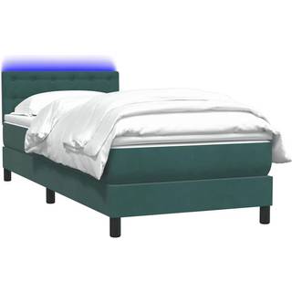 kontinentalseng med madras og LED-lys mørkegrøn 80x220 cm fløjl