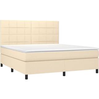 Kontinentalseng Med Led-Lys Stof Farvet Creme - Blok med firkanter / 180 x 200 cm
