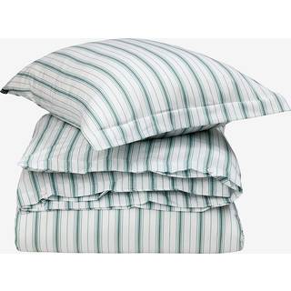 Lexington Striped Cotton Sengetøjssæt White/Eucalyptus 220x220 cm