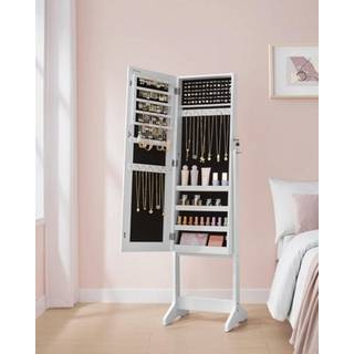 Songmics Jewellery Cabinet, Mirror Armoire, Standing Mirror, spejl i fuld længde, Låsbar smykkearrangør, gaveide