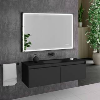 Houco Mia LED spejl med sort ramme, farve + lysstyrkeregulering og antidug, model 3 - 120 x 80 cm