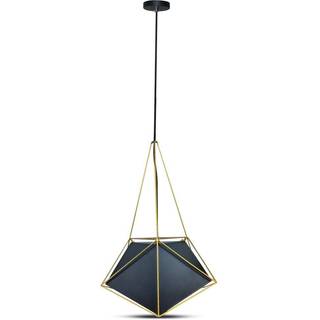 Prism Pendel Lampe E27 - Sort Lampeskærm med Guldkant, Ø400*540mm