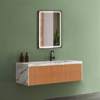 Houco MIA-1 LED-spejl med sort ramme, 24W - 50 x 80 cm