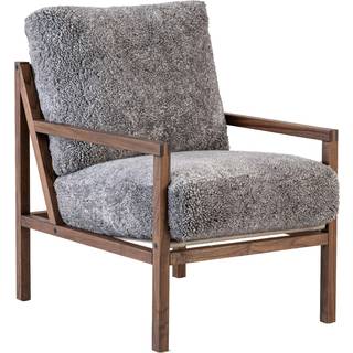 Jonas Ihreborn Seventy Five Wood Lænestol Valnød / Scandinavian Grey - Lænestole Fåreskind Grå - SEFFVLFSG
