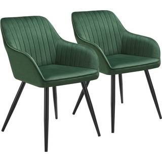 Stol Marilyn, velour, quiltet - mørkegrøn/sort,Sæt med 2 stk.