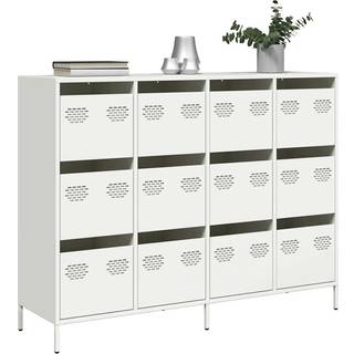 Skab 135X39X103,5 Cm Koldvalset Stål Oliven - Hvid