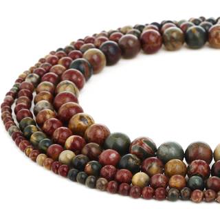Rubyca Lot Natural Picasso Jasper Gemstone Round Loose perler til DIY -smykker Making 1 Strand - 10mm