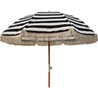 Hillerstorp, Parasol med frynser Ø200 cm Sort/hvid