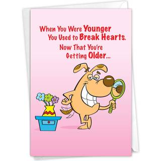 Nobleworks - 1 Tillykke med f?dselsdagen lyk?nskningskort Funny - Cartoon Comic Humor Fejr f?dselsdage Notecard - Break Hearts C6961BDG