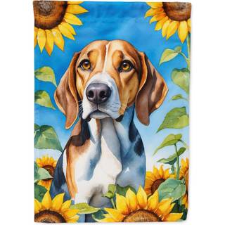 Caroline's Treasures DAC6009CHF American Foxhound in Sunflowers House Flag Stor veranda ærme pole dekorativt uden for gårdspladser Artwork Wall H