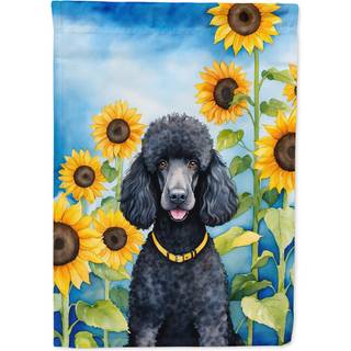 Caroline's Treasures DAC6138CHF Sort Poodle i Sunflowers House Flag Large Porch Sleeve Pol Dekorativt uden for gård Banner Artwork Wall Hanging P