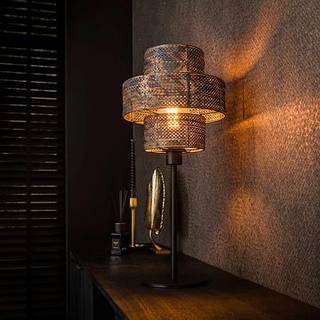 Lanterne bordlampe, sort/brændt, højde 58 cm, metal
