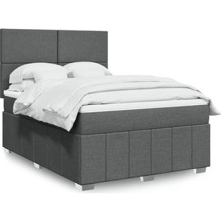 kontinentalseng med madras 140x200 cm stof mørkegrå