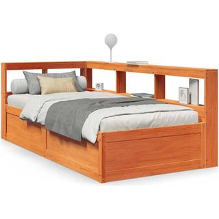 Seng Med Reol Uden Madras 200X200Cm Massivt Fyrretræ - Gyldenbrun / 75 x 190 cm