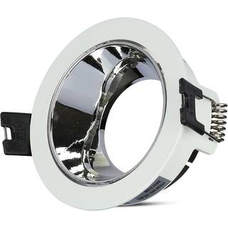 GU10 lampe - rund, hvid + krom