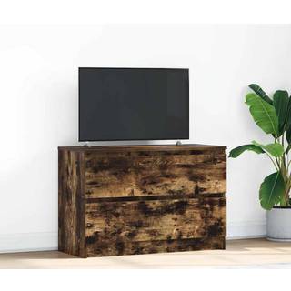 Tv-Bord 100X35X54 Cm Konstrueret Træ Etræsfarve - 80 cm / Røget eg