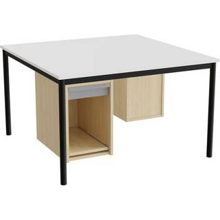 Sybord 136, 1200x1200 mm H720 mm, hvid laminat, sort stel