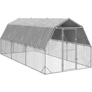 hønsegård med tag 2,5x6x2,25 m galvaniseret stål